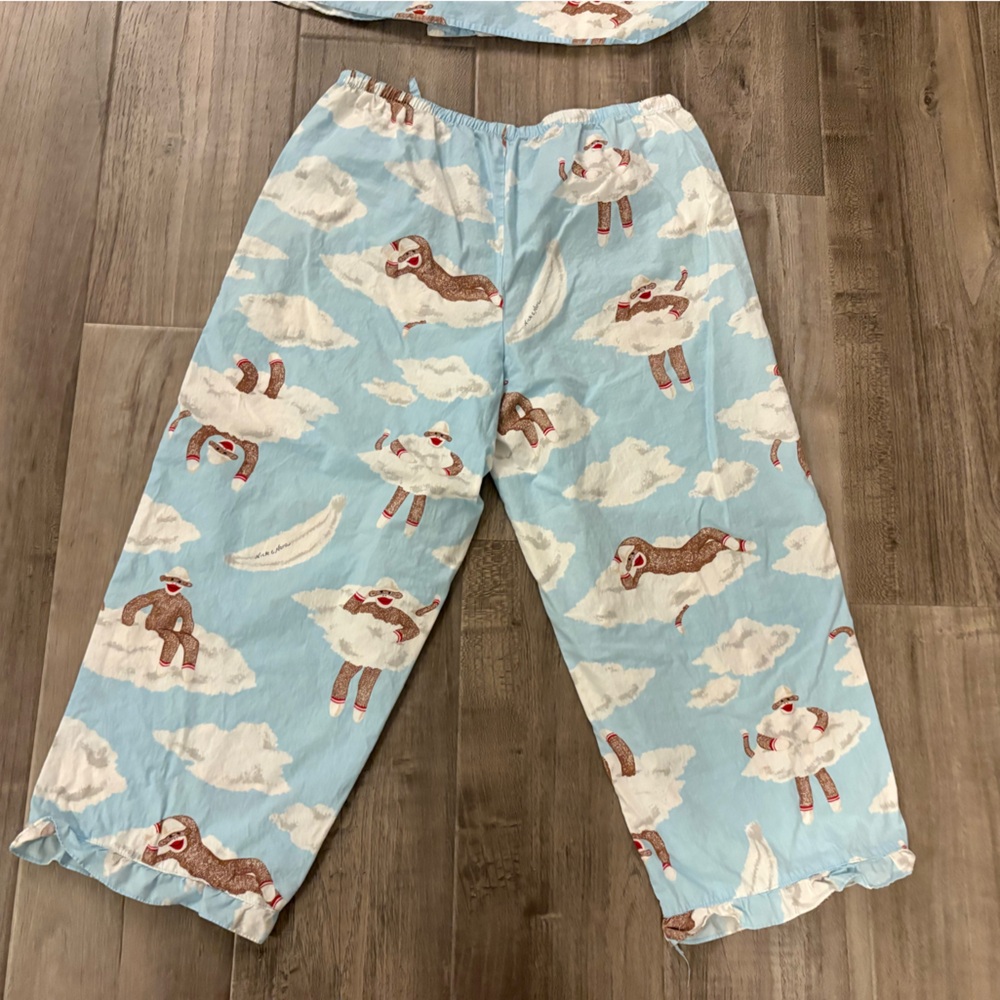 Nick & Nora Cotton Sock Monkey Cloud Pajama Set Size Small - Picture 11 of 12